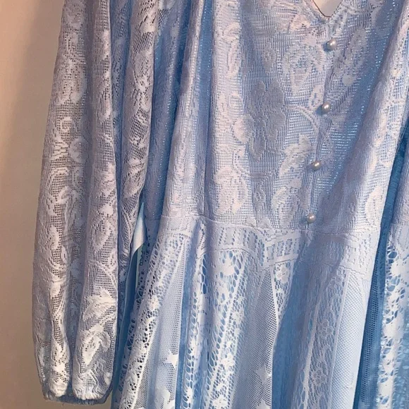Source Unknown Light Blue Lace Long Sleeve Dress - Picture 4 of 4